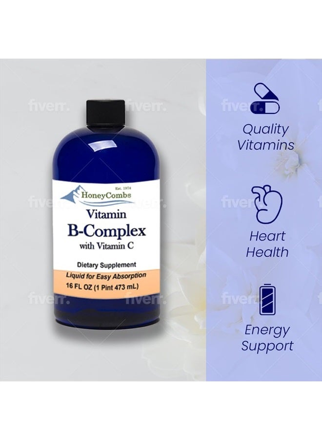 HoneyCombs Vitamin B Complex Drops – Liquid Supplement with Vitamin B1, B2, B3, B5, B6, B7, B9, B12 & Vitamin C – Liquid Super B Complex Vitamins – Alcohol-Free Liquid Vitamin Supplement, 16 Fl Oz. - Image 4