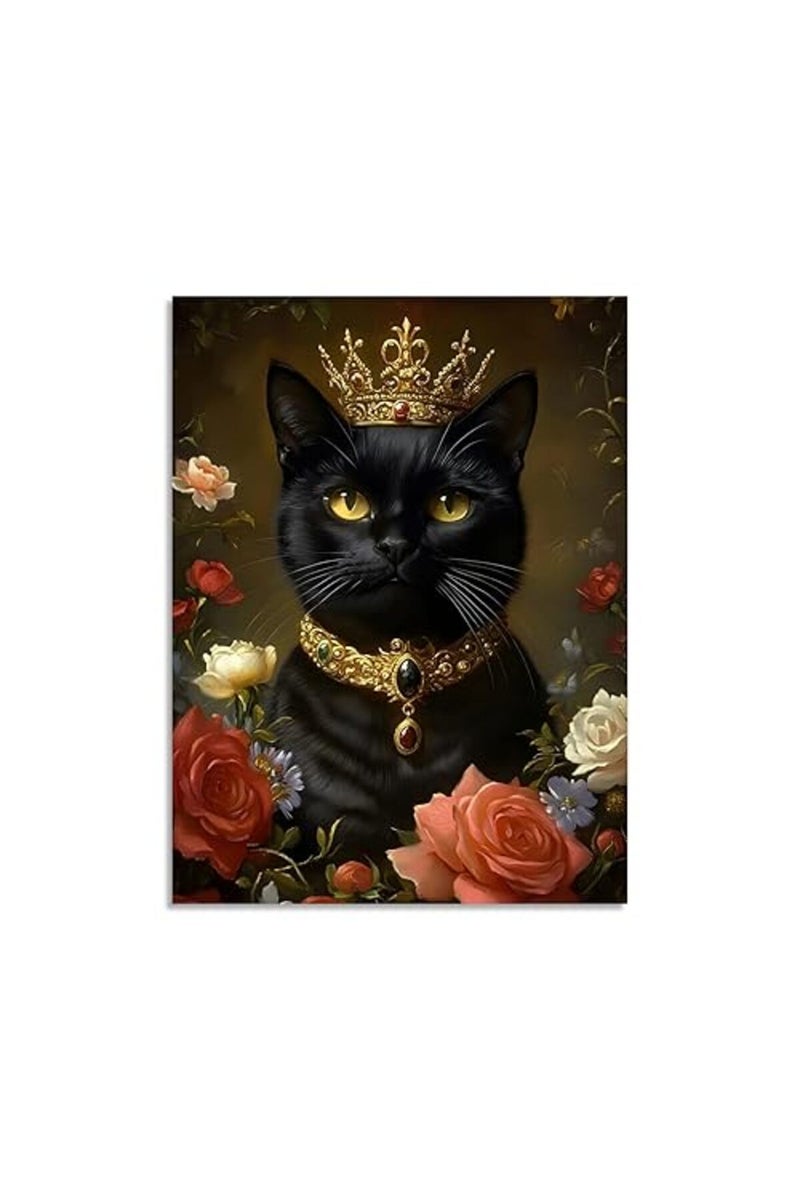 OWNANRTHM Gothic Cat Wall Art with Crown - Image 2