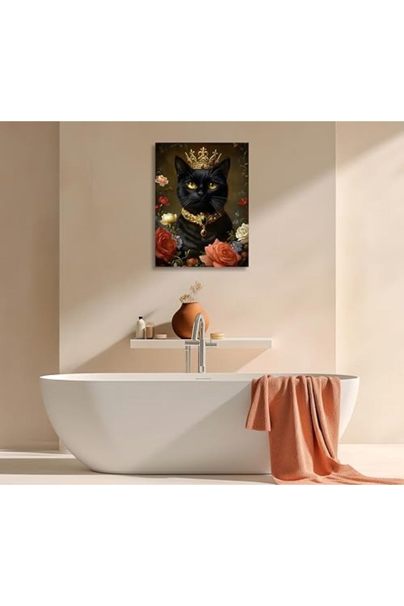 OWNANRTHM Gothic Cat Wall Art with Crown - Image 5