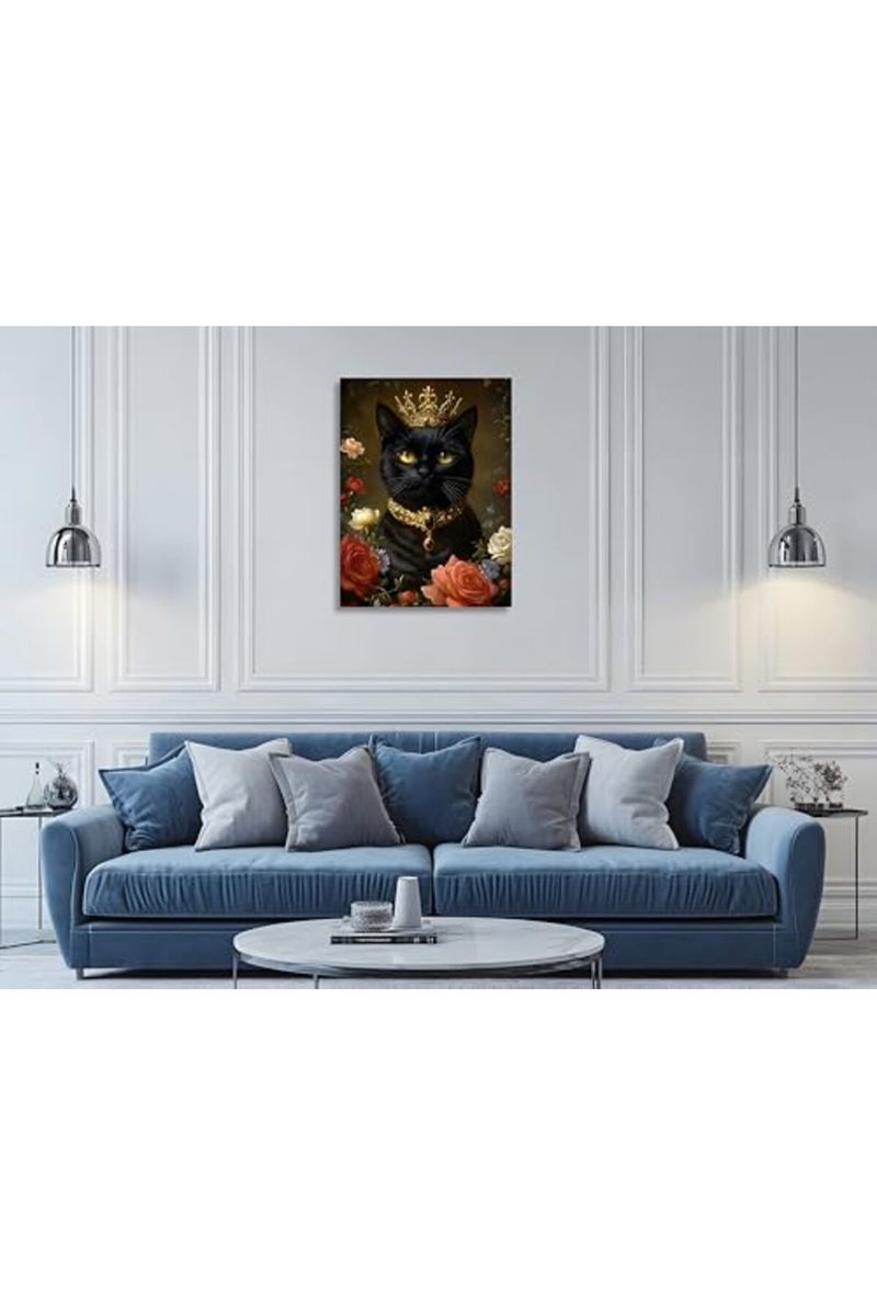 OWNANRTHM Gothic Cat Wall Art with Crown - Image 3