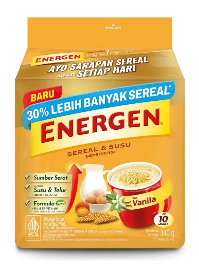 ENERGEN Instant Cereal Drink with Vitamins for Breakfast Vanilla Flavor 10s @34g