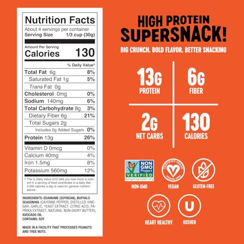 The Only Bean  Crunchy Roasted Edamame Beans Buffalo Keto Snacks Healthy Snacks For Adults and Kids Low Carb High Protein Snacks Gluten Free Snack Vegan Keto Food  4 oz 3 Pack - Image 5