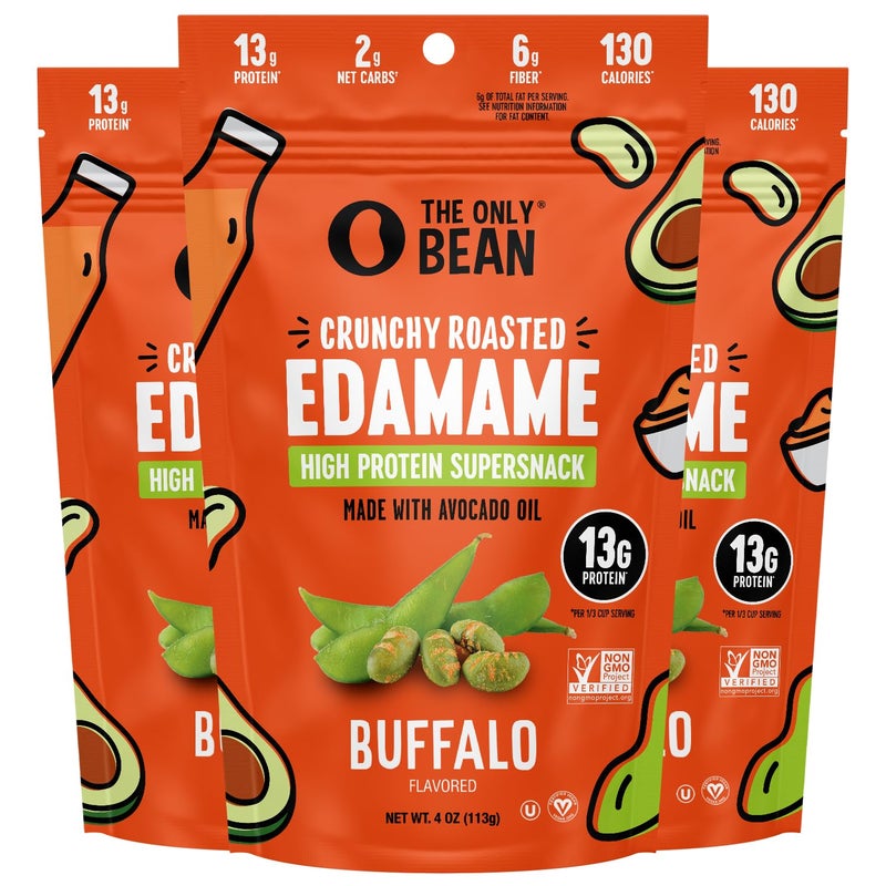 The Only Bean  Crunchy Roasted Edamame Beans Buffalo Keto Snacks Healthy Snacks For Adults and Kids Low Carb High Protein Snacks Gluten Free Snack Vegan Keto Food  4 oz 3 Pack - Image 3