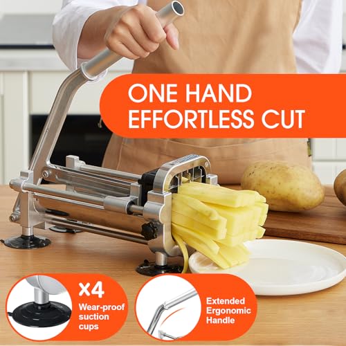 Befano French Fry Cutter, Stainless Steel Potato Cutter with 1/2 Inch, 3/8 Inch and 1/4 Inch Blades (Manual Cutter, 1/2 '' & 3/8 '' & 1/4 '' Blade) - Image 2