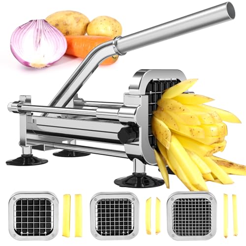 Befano French Fry Cutter, Stainless Steel Potato Cutter with 1/2 Inch, 3/8 Inch and 1/4 Inch Blades (Manual Cutter, 1/2 '' & 3/8 '' & 1/4 '' Blade) - Image 1