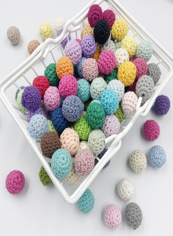 Oulitigy Wooden Crochet Beads 20mm 50pc Assorted Color Cotton Crochet Covered Beads Wood Knitting Ball for Jewelry Making DIY Necklace Bracelet Crafts - Image 4