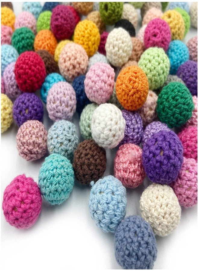 Oulitigy Wooden Crochet Beads 20mm 50pc Assorted Color Cotton Crochet Covered Beads Wood Knitting Ball for Jewelry Making DIY Necklace Bracelet Crafts - Image 3