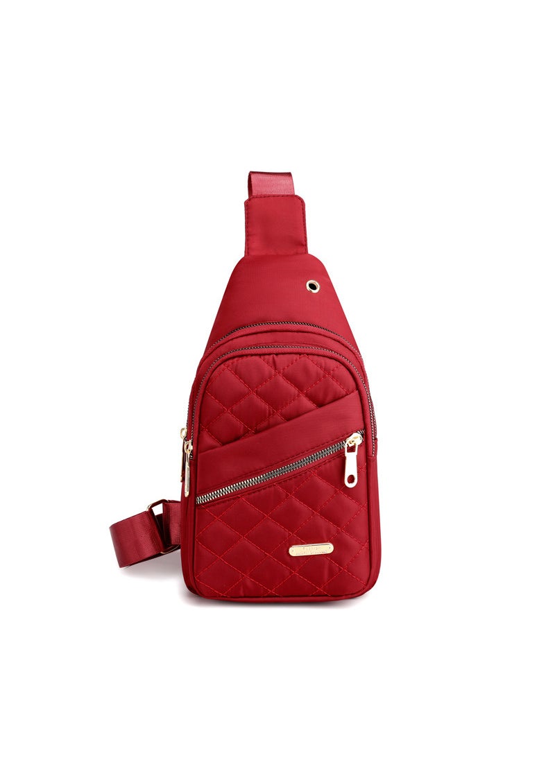 Generic - Womens chest bag new casual fashion all-match nylon cloth bag lightweight messenger bag womens backpack small shoulder front bag fashionStyle four red Style four red - Image 1
