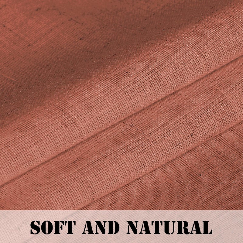 H.VERSAILTEX Linen Curtains Elegant Natural Linen Semi Sheer Curtains Energy Light Filtering Rod Pocket Window Treatments Panels for Living Room (Set of 2  Terracotta  52 inch W X 54 inch L) - Image 4