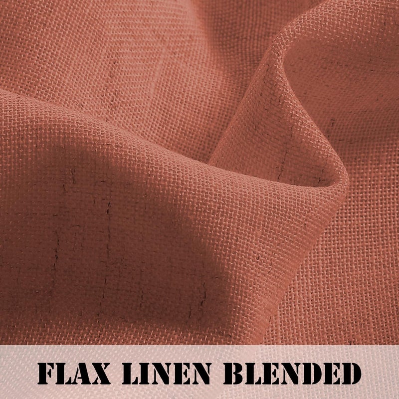 H.VERSAILTEX Linen Curtains Elegant Natural Linen Semi Sheer Curtains Energy Light Filtering Rod Pocket Window Treatments Panels for Living Room (Set of 2  Terracotta  52 inch W X 54 inch L) - Image 3
