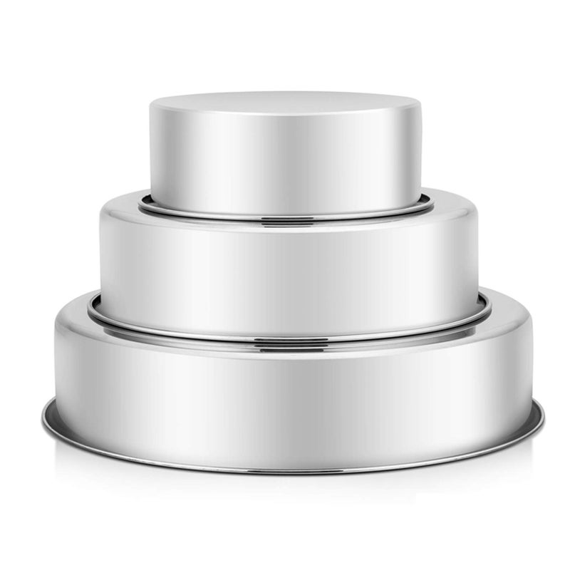 مجموعة قوالب كعك PP CHEF دائرية للخبز قوالب كعك طبقات ثقيلة من الفولاذ المقاوم للصدأ لعيد الميلاد والزفاف غير سامة بلمسة مرآة آمنة للغسالة 6 8 9