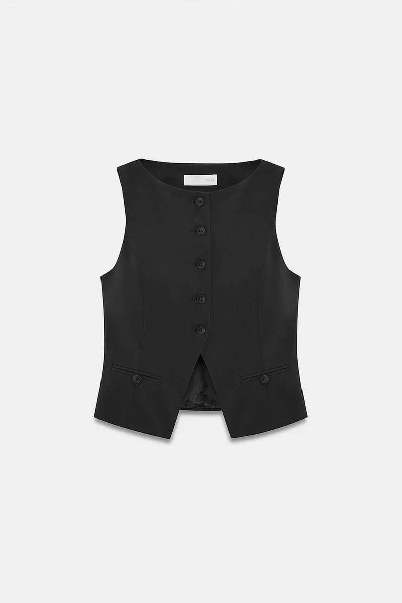 DILVIN Fitted Crop Waistcoat