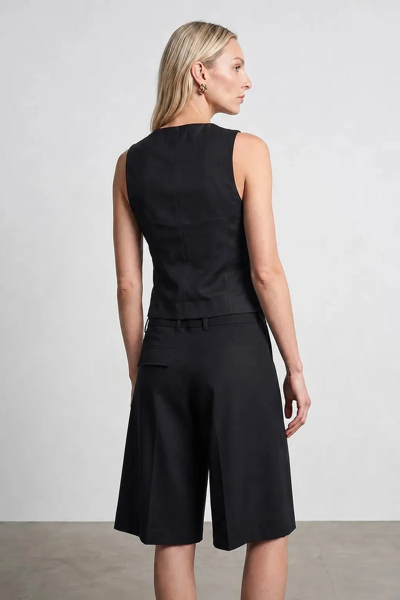Dilvin Black DILVIN Fitted Crop Waistcoat for Women | Best Price UAE