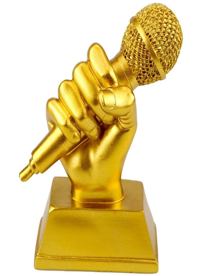 YOLUFER Microphone Trophy Gold Trophy Mic Trophy for Singing Speech Competition (Gold) - Image 1
