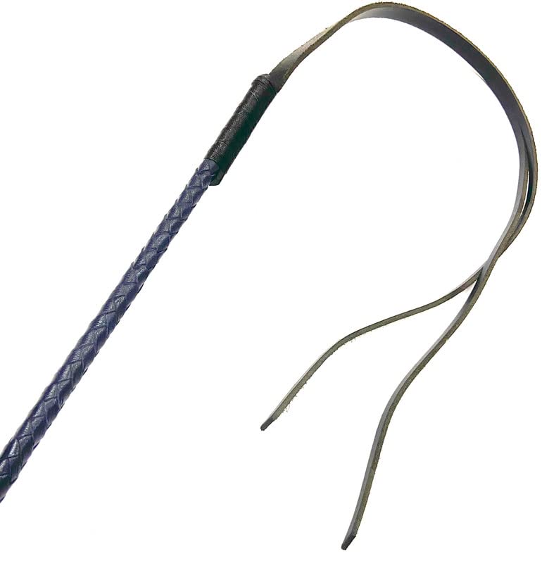 PETS TRIANGLE Leather Braided Popper Whip Ideal for Horse Training, 42 inches Blue - Image 2