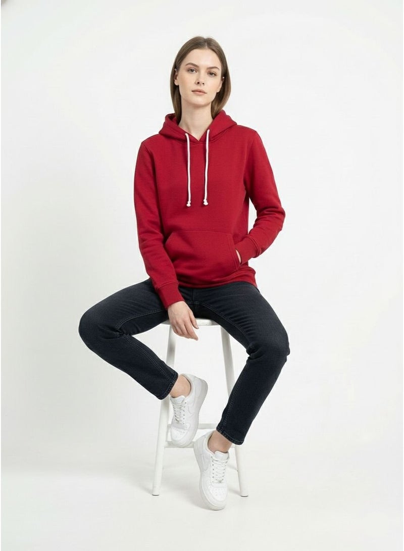 Fashion Zone Women’s Slim Fit Red Hoodie – Pullover Sweatshirt with Kangaroo Pocket | Casual & Winter Wear - Image 1