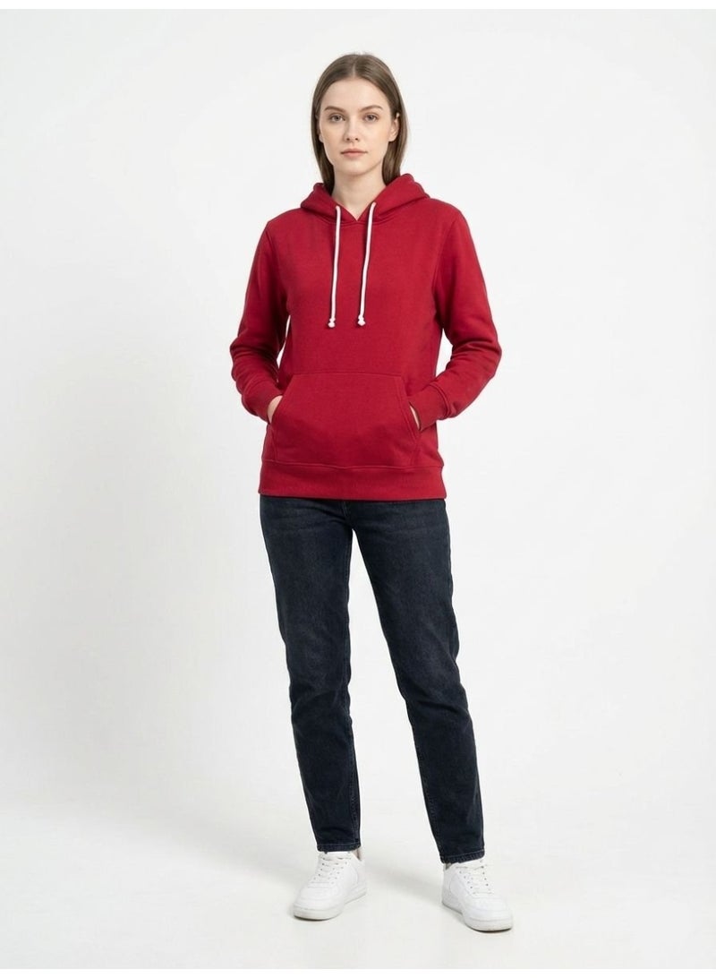 Fashion Zone Women’s Slim Fit Red Hoodie – Pullover Sweatshirt with Kangaroo Pocket | Casual & Winter Wear - Image 4