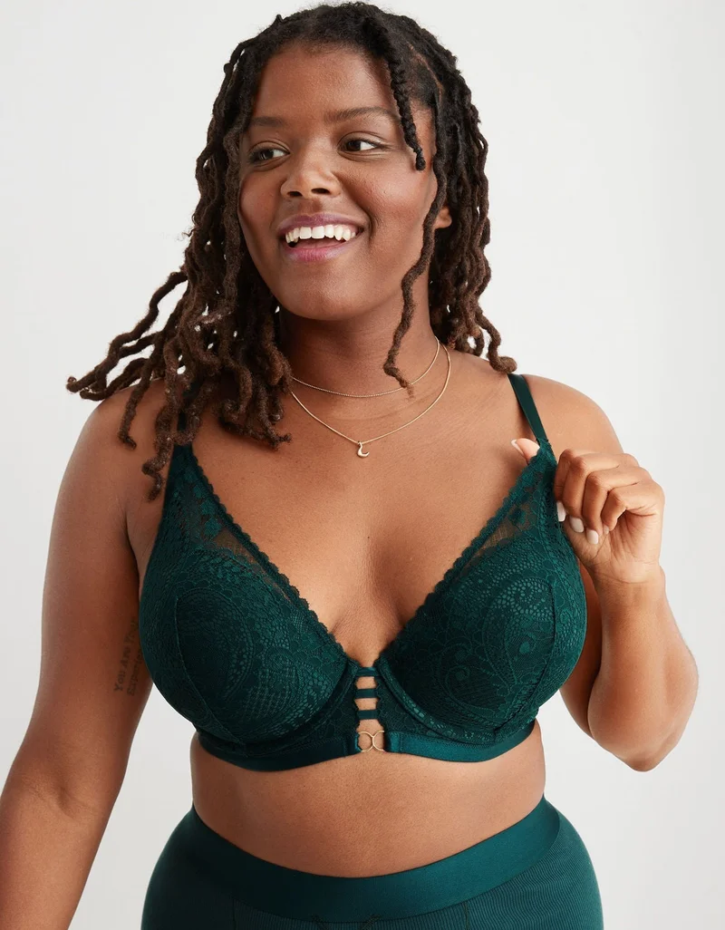 Aerie  Aerie Real Power Plunge Push Up Paisley Lace Bra for Women | Best Price UAE