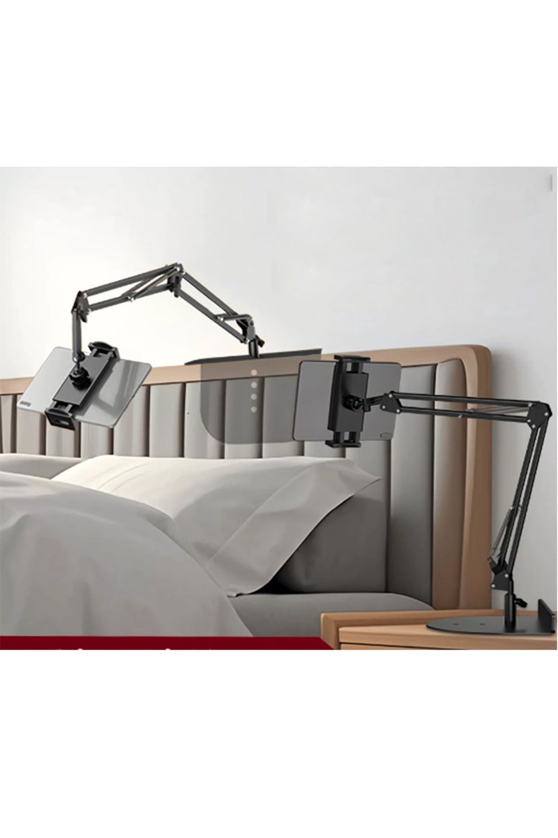 Foldable Long Arm Tablet Stand for Bed, Adjustable Phone Stand with 360 Degrees Rotation, Universal Phone Mount Tablet Holder Compatible with iPhone, iPad, Nintendo Switch, Samsung - Image 1