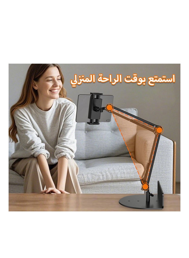 Foldable Long Arm Tablet Stand for Bed, Adjustable Phone Stand with 360 Degrees Rotation, Universal Phone Mount Tablet Holder Compatible with iPhone, iPad, Nintendo Switch, Samsung - Image 3