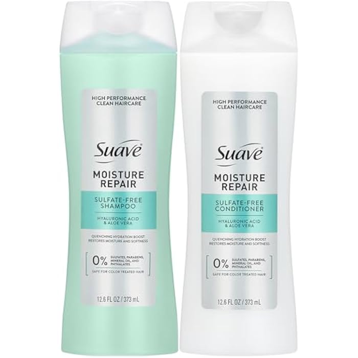 Suave Moisture Repair Sulfate-Free Shampoo & Conditioner Set – Lightweight, Hydrating Hair Treatment for Dry, Damaged Hair, 12.6 Oz Ea - Image 1