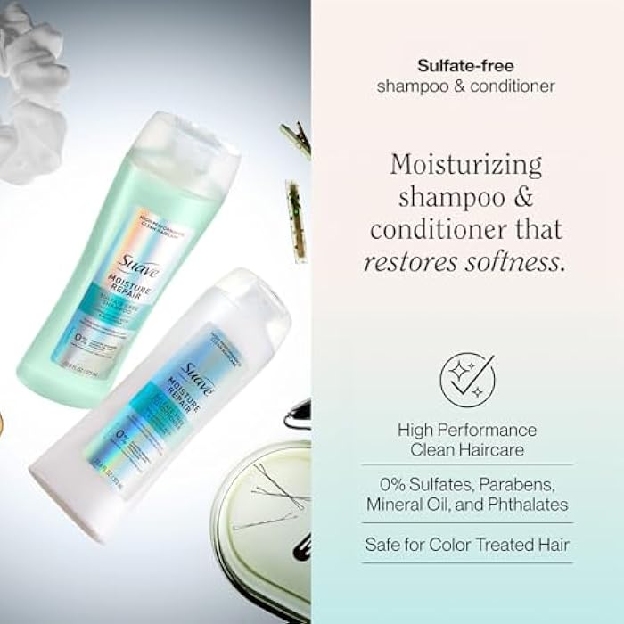Suave Moisture Repair Sulfate-Free Shampoo & Conditioner Set – Lightweight, Hydrating Hair Treatment for Dry, Damaged Hair, 12.6 Oz Ea - Image 2