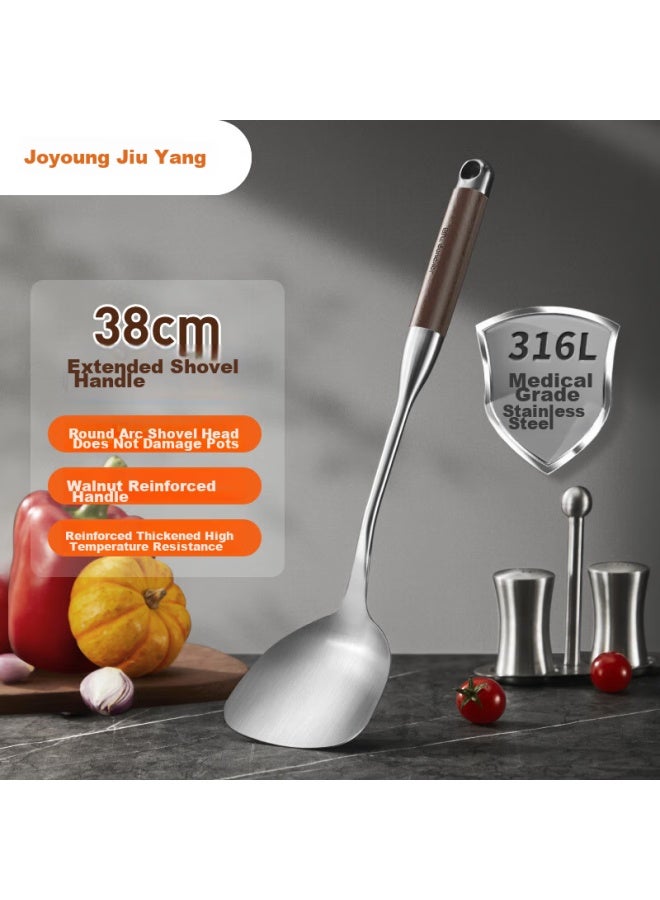 Joyoung Kitchen Spatula, 316l Stainless Steel, Heat-resistant Wooden Handle, For Wok Cooking, Chinese-style Spatula - Image 1