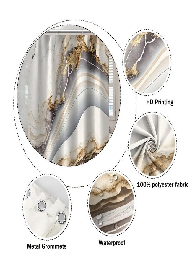 Umpoo Marble Shower Curtain - Grey Gold Sienna Cracked Lines Abstract Modern Bathtub Shower Curtain for Bathroom Decor - Waterproof Texture Washable Fabric, 72x72 Inch - Image 5