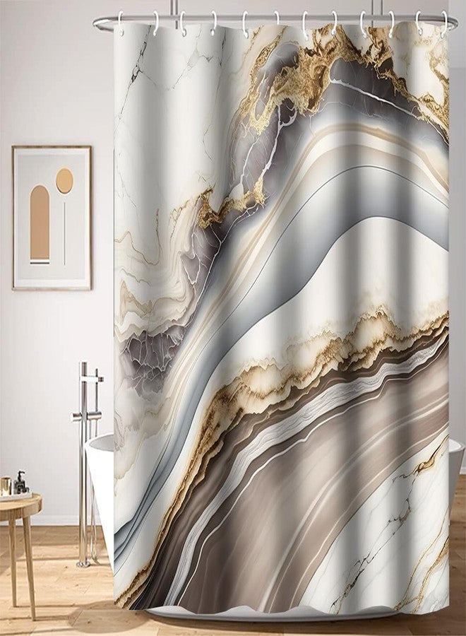 Umpoo Marble Shower Curtain - Grey Gold Sienna Cracked Lines Abstract Modern Bathtub Shower Curtain for Bathroom Decor - Waterproof Texture Washable Fabric, 72x72 Inch - Image 1