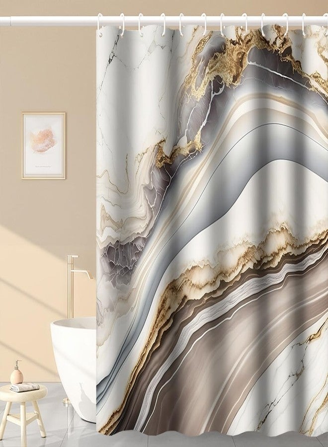 Umpoo Marble Shower Curtain - Grey Gold Sienna Cracked Lines Abstract Modern Bathtub Shower Curtain for Bathroom Decor - Waterproof Texture Washable Fabric, 72x72 Inch - Image 3