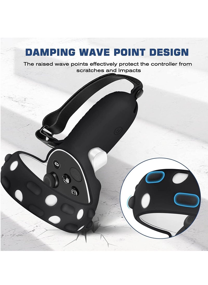 Generic Touch Controller Grip Cover Compatible with Meta Oculus Quest 2 Full Coverage Anti-Throw Handle Protecting Sleeve 2 Accessories Adjustable Knuckle Strap (Black)  - Image 4