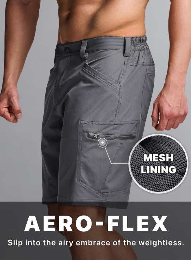 CQR Men's Hiking Cargo Shorts, Quick Dry Stretch Tactical Outdoor Shorts, Lightweight Camping Golf Shorts with Multi Pockets, Rocky Shorts Jet Grey, 34W x 12L - Image 5