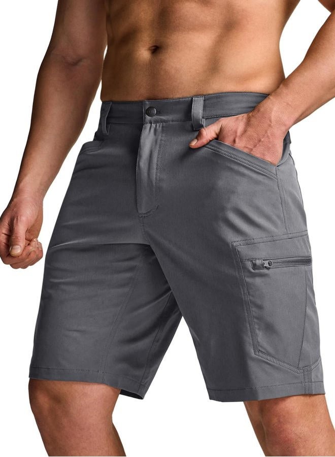 CQR Men's Hiking Cargo Shorts, Quick Dry Stretch Tactical Outdoor Shorts, Lightweight Camping Golf Shorts with Multi Pockets, Rocky Shorts Jet Grey, 34W x 12L - Image 1