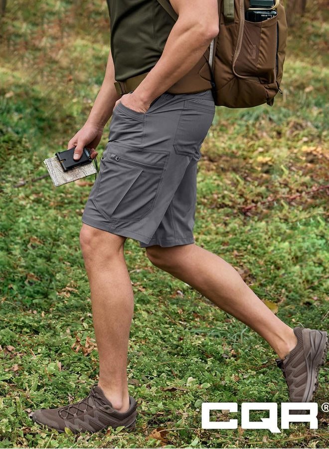 CQR Men's Hiking Cargo Shorts, Quick Dry Stretch Tactical Outdoor Shorts, Lightweight Camping Golf Shorts with Multi Pockets, Rocky Shorts Jet Grey, 34W x 12L - Image 3