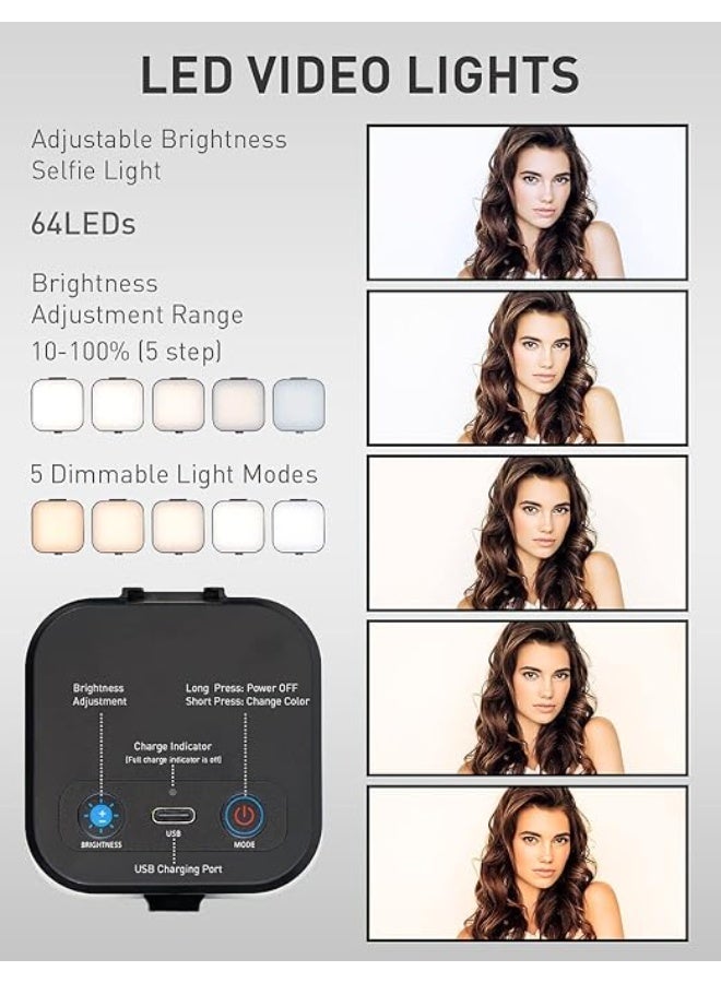 64 LED Rechargeable Mini Selfie Ring Light – 5 Lighting Modes Portable Clip-On Fill Light for Phone, Laptop & Camera - Image 4