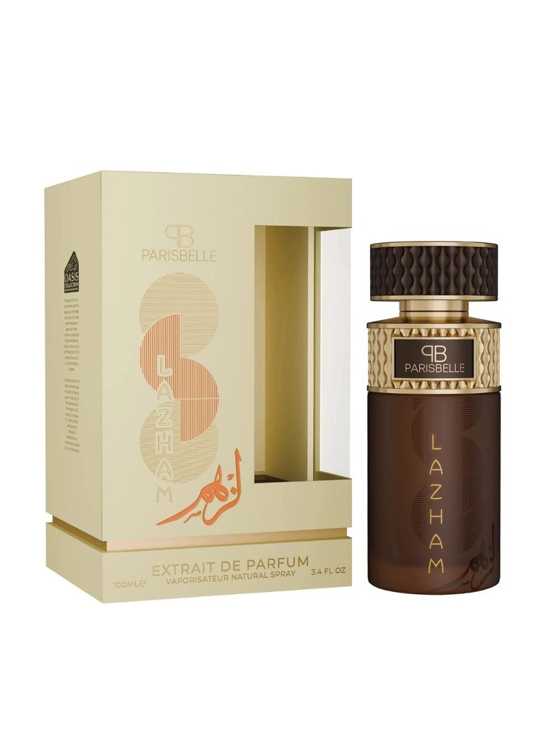 Parisbelle Lazham Extrait De Parfum 100ml Unisex Luxury Long Lasting Leather Oud Fragrance - Image 2