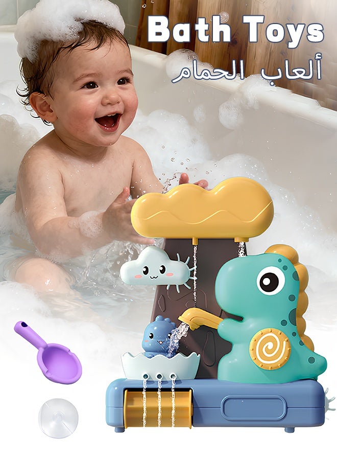 كويفلوكس ألعاب حمام، ألعاب حمام ديناصور للأطفال، مجموعة ألعاب حيوانات ميكانيكية تعمل بالماء بدون بطارية مع أكواب شفط، ألعاب تعليمية بقوة الجاذبية للأطفال الصغار من سن 18 شهرًا فما فوق، لعبة حوض استحمام تعليمية بقاعدة شفط قوية - Image 1