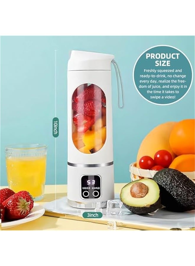 بيوينتي خلاط محمول للمخفوق والسموزي، خلاط شخصي قابل لاعادة الشحن بمنفذ USB مع 12 شفرة من الستانلس ستيل، عصارة فواكه صغيرة محمولة باليد سعة 16 اونصة للمطبخ والمنزل والسفر والمكتب - Image 2