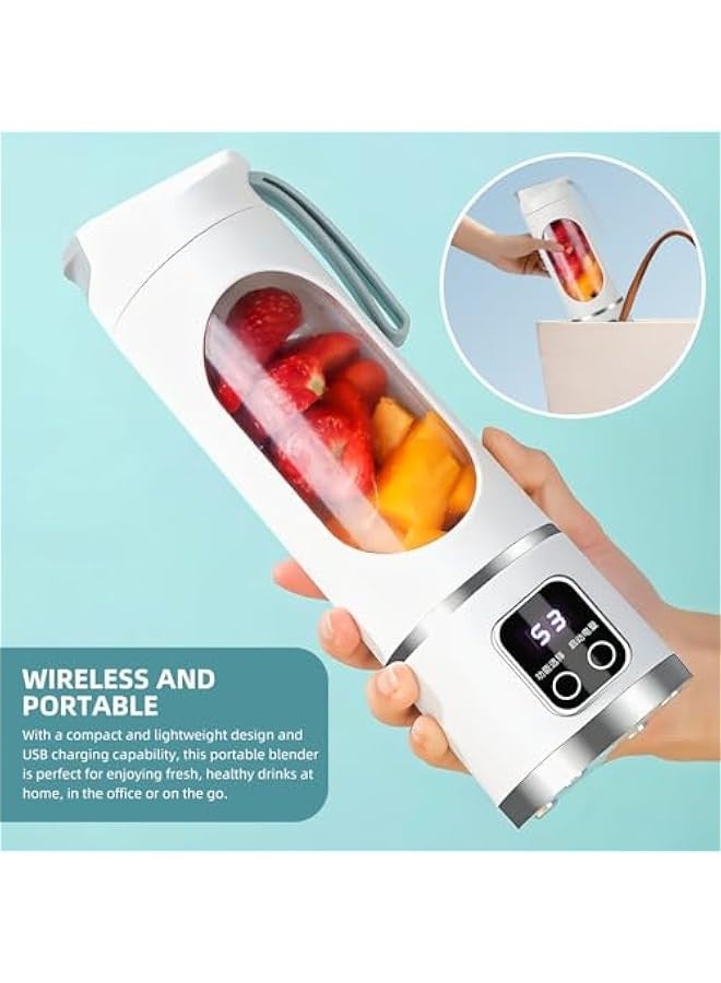 بيوينتي خلاط محمول للمخفوق والسموزي، خلاط شخصي قابل لاعادة الشحن بمنفذ USB مع 12 شفرة من الستانلس ستيل، عصارة فواكه صغيرة محمولة باليد سعة 16 اونصة للمطبخ والمنزل والسفر والمكتب - Image 4