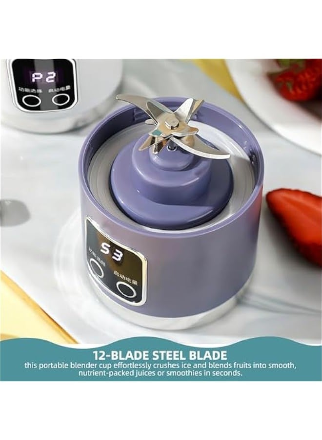 بيوينتي خلاط محمول للمخفوق والسموزي، خلاط شخصي قابل لاعادة الشحن بمنفذ USB مع 12 شفرة من الستانلس ستيل، عصارة فواكه صغيرة محمولة باليد سعة 16 اونصة للمطبخ والمنزل والسفر والمكتب - Image 5