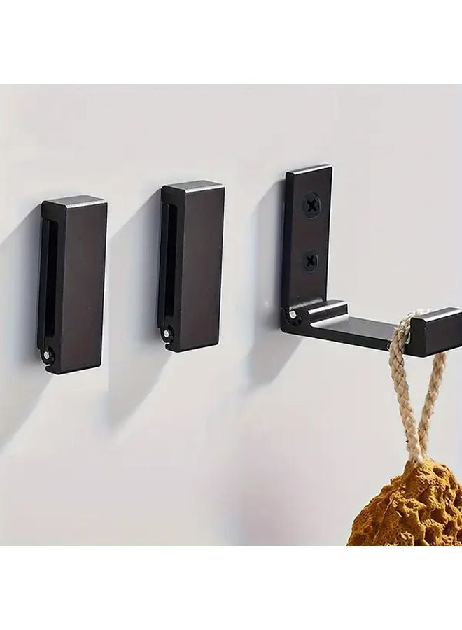 5pcs Black Aluminum Wall Mounted Hanger Foldable Hook For Clothes Towels Hats - Image 2