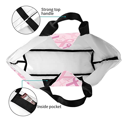Qwalnely Tote Bag Beach Canvas Bag Travel Reusable Grocery Shopping Bag, Breast Cancer Survivor Awareness Tote Gifts for Women Men - Image 5