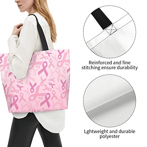 Qwalnely Tote Bag Beach Canvas Bag Travel Reusable Grocery Shopping Bag, Breast Cancer Survivor Awareness Tote Gifts for Women Men - Image 4