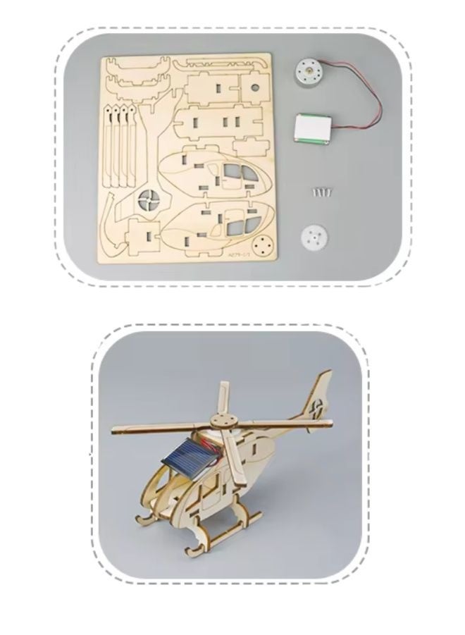 Fatio STEM Toy, Wooden Helicopter, Solar-Powered Montessori Toy, DIY 3D puzzle, eco-friendly, handmade, educational toy - Image 3