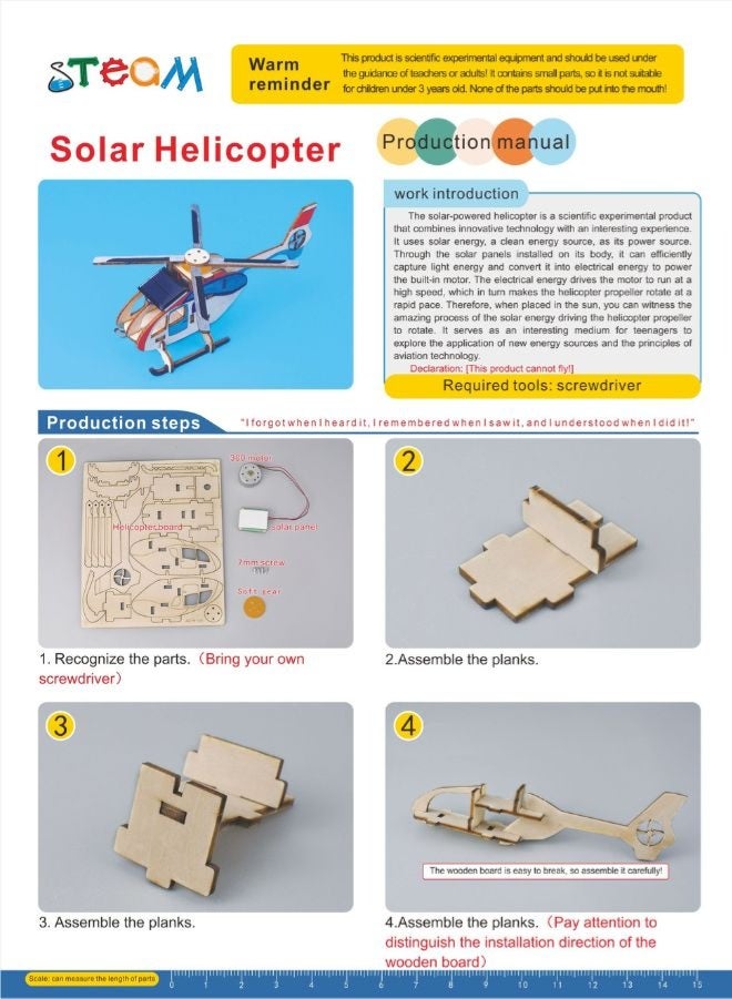 Fatio STEM Toy, Wooden Helicopter, Solar-Powered Montessori Toy, DIY 3D puzzle, eco-friendly, handmade, educational toy - Image 4