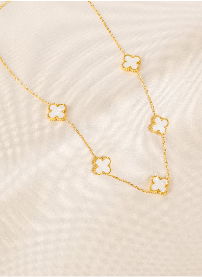 The Black Pearl Accessories - White Clover Leaf Stainless Steel Necklace - Image 1