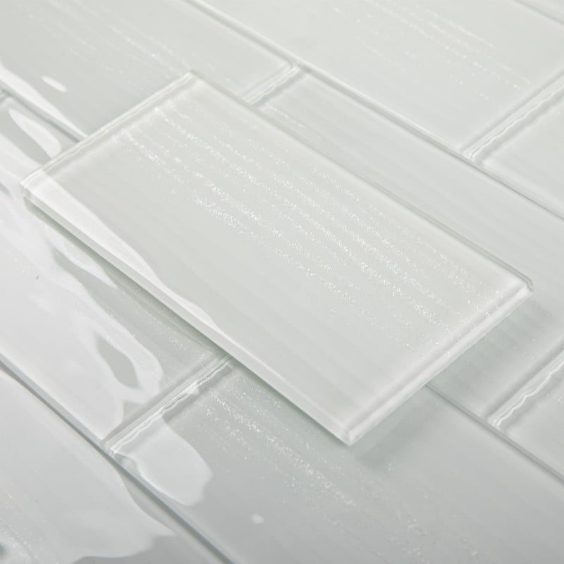 Adedeo Glass Subway Tiles, 3 x 6 Inch, White Glass Tiles for Backsplash, Bathroom Shower Wall, Pack of 32 Pieces - Image 1