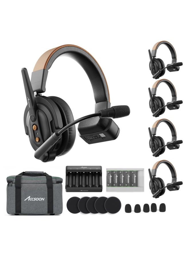 Accsoon Como SE 1H4R Kit (1 H + 4 R) - Includes ONE Host Headset and Four Remote Headsets - Ergonomic Design - 400 Meter Range - Image 1