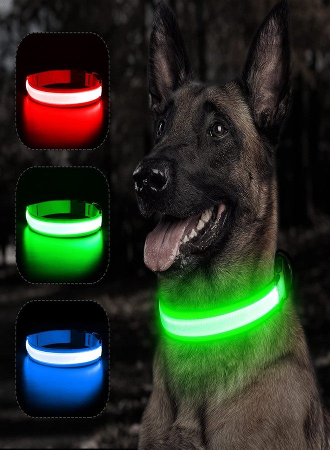 BSEEN Reflective LED Dog Collar - Light Up Dog Collars for Safe Walking at Night - Super Bright Lighted Puppy Collar - Rechargeable for Dogs (Neon Green, X-Large) - Image 1