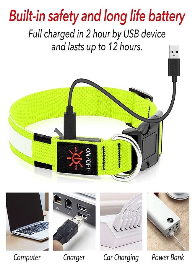 BSEEN Reflective LED Dog Collar - Light Up Dog Collars for Safe Walking at Night - Super Bright Lighted Puppy Collar - Rechargeable for Dogs (Neon Green, X-Large) - Image 4